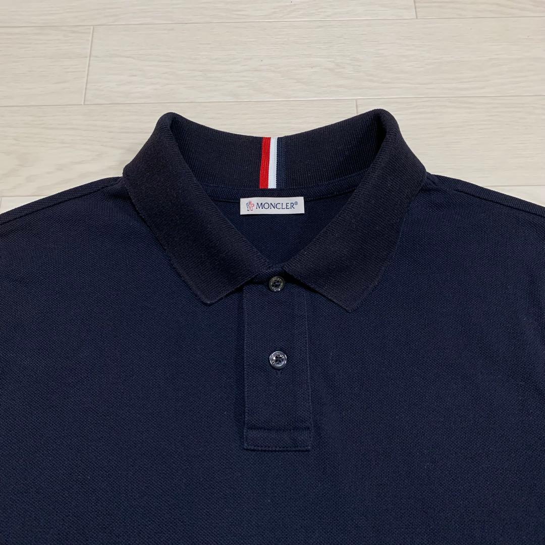 MONCLER 襟トリコライン　ワッペン　M ネイビー ポロシャツ　4S483
