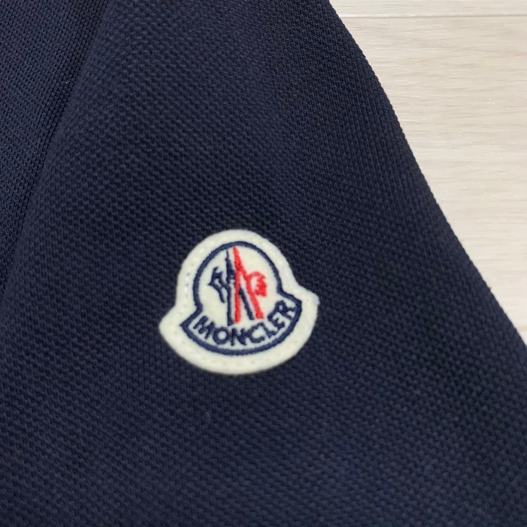 MONCLER 襟トリコライン　ワッペン　M ネイビー ポロシャツ　4S483