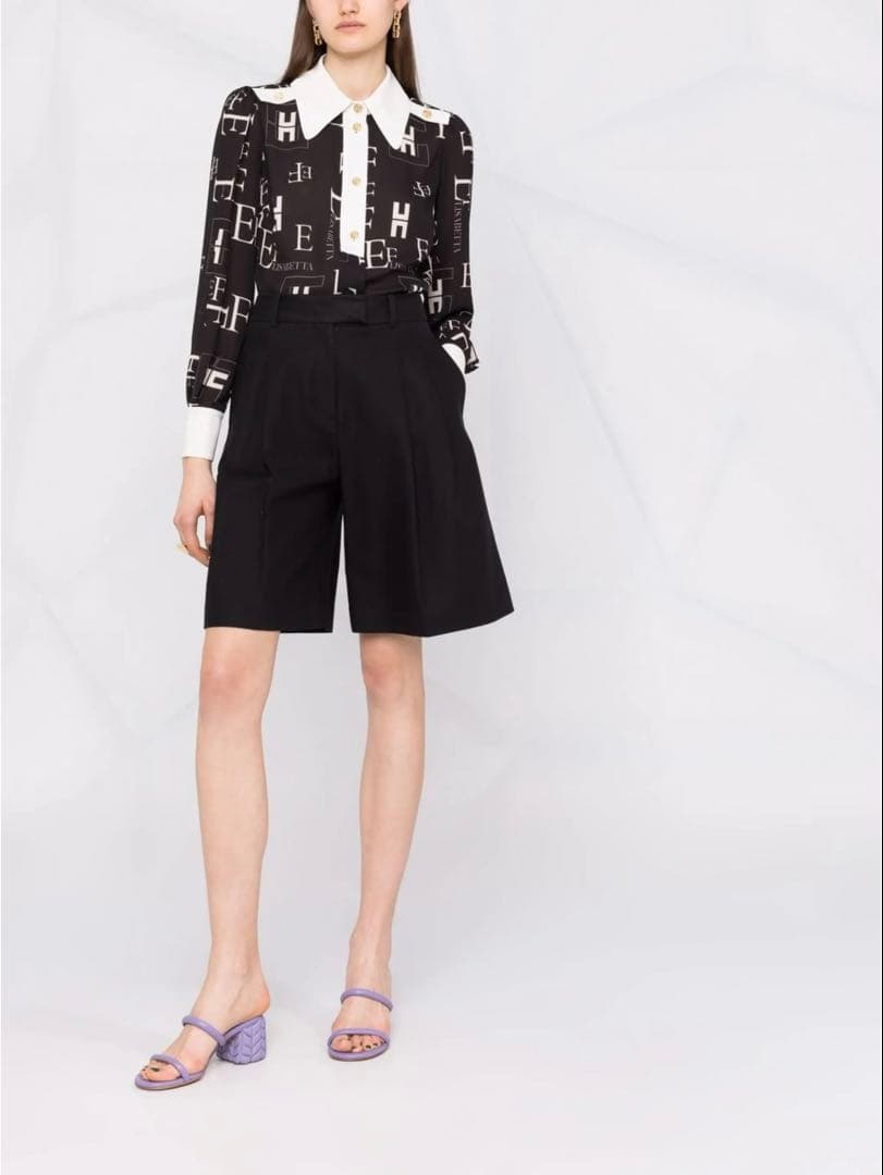 Elisabetta Franchi モノグラム ロングスリーブ ブラウス