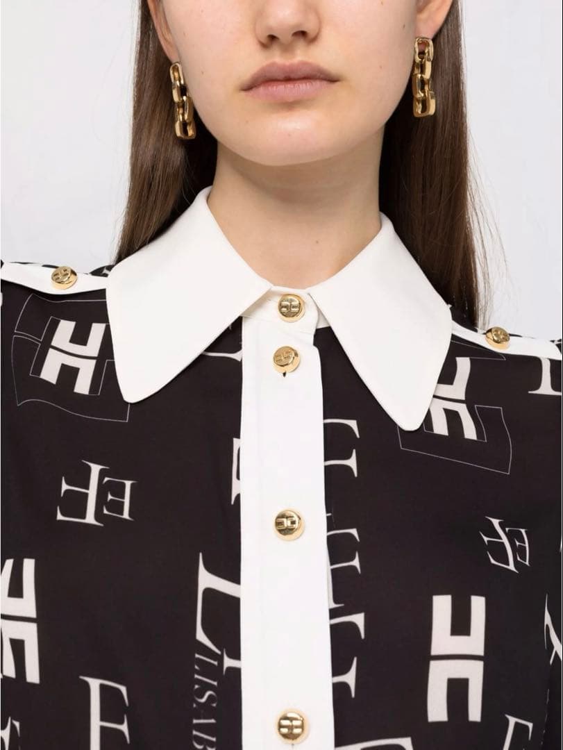 Elisabetta Franchi モノグラム ロングスリーブ ブラウス