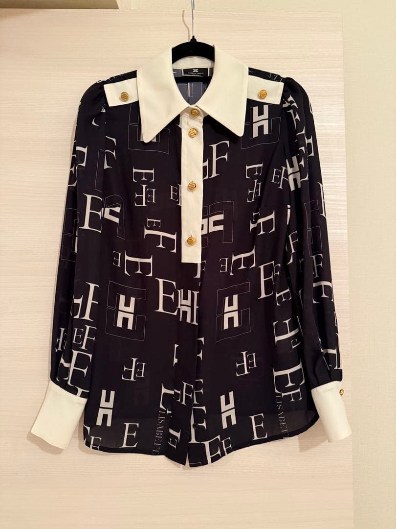 Elisabetta Franchi モノグラム ロングスリーブ ブラウス