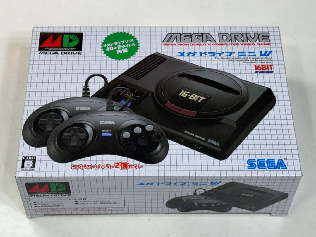【完品/ケーブル未使用】メガドライブミニW（コントロールパッド2個付）