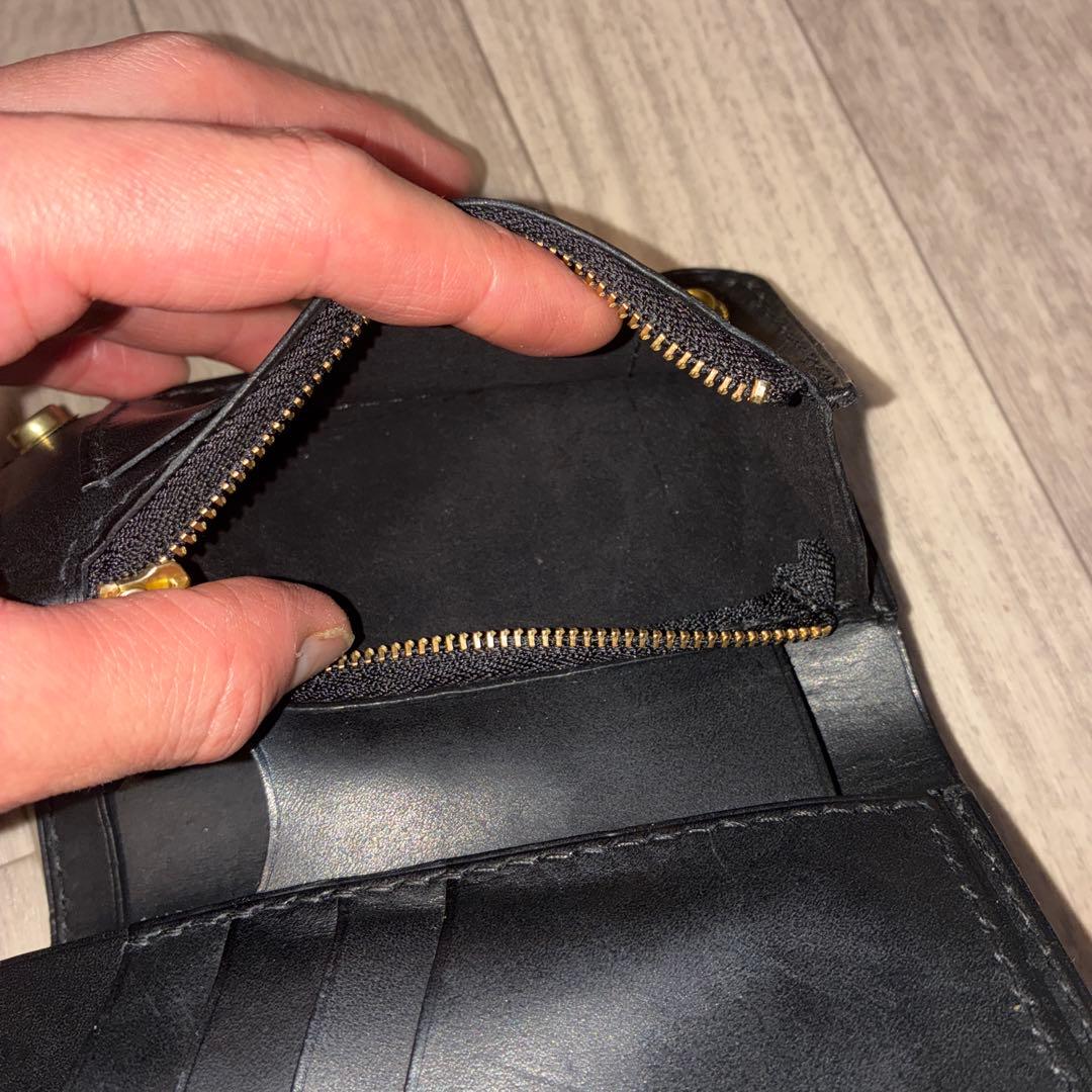 イタリアンレザー　ミドルトラッカーウォレット　真鍮　黒ステッチ　タイプB