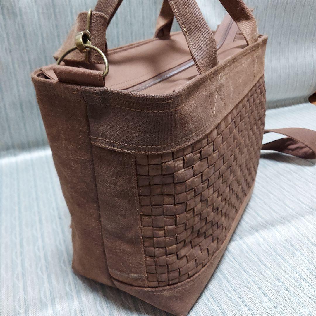 組み紐模様のトートバッグ(A4サイズ)ショルダータイプ