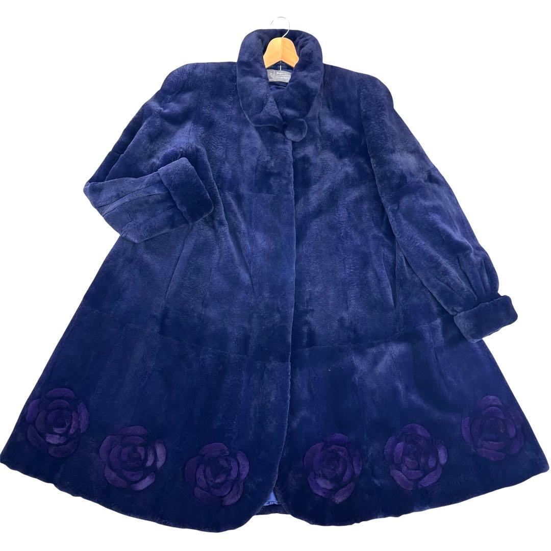 裾周り 222 サガミンク ファーコート リアルファー ロング デザイン XL