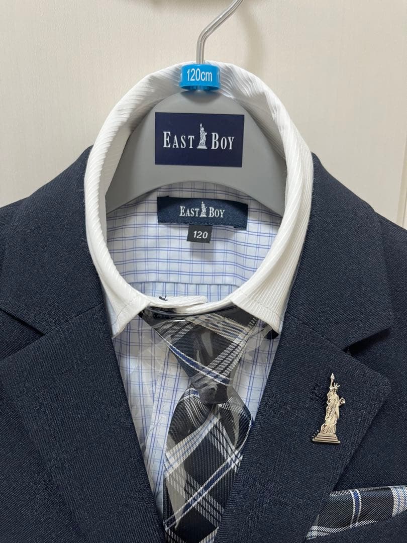 みい　新品 イーストボーイ 120 男の子 フォーマル6点セット紺色