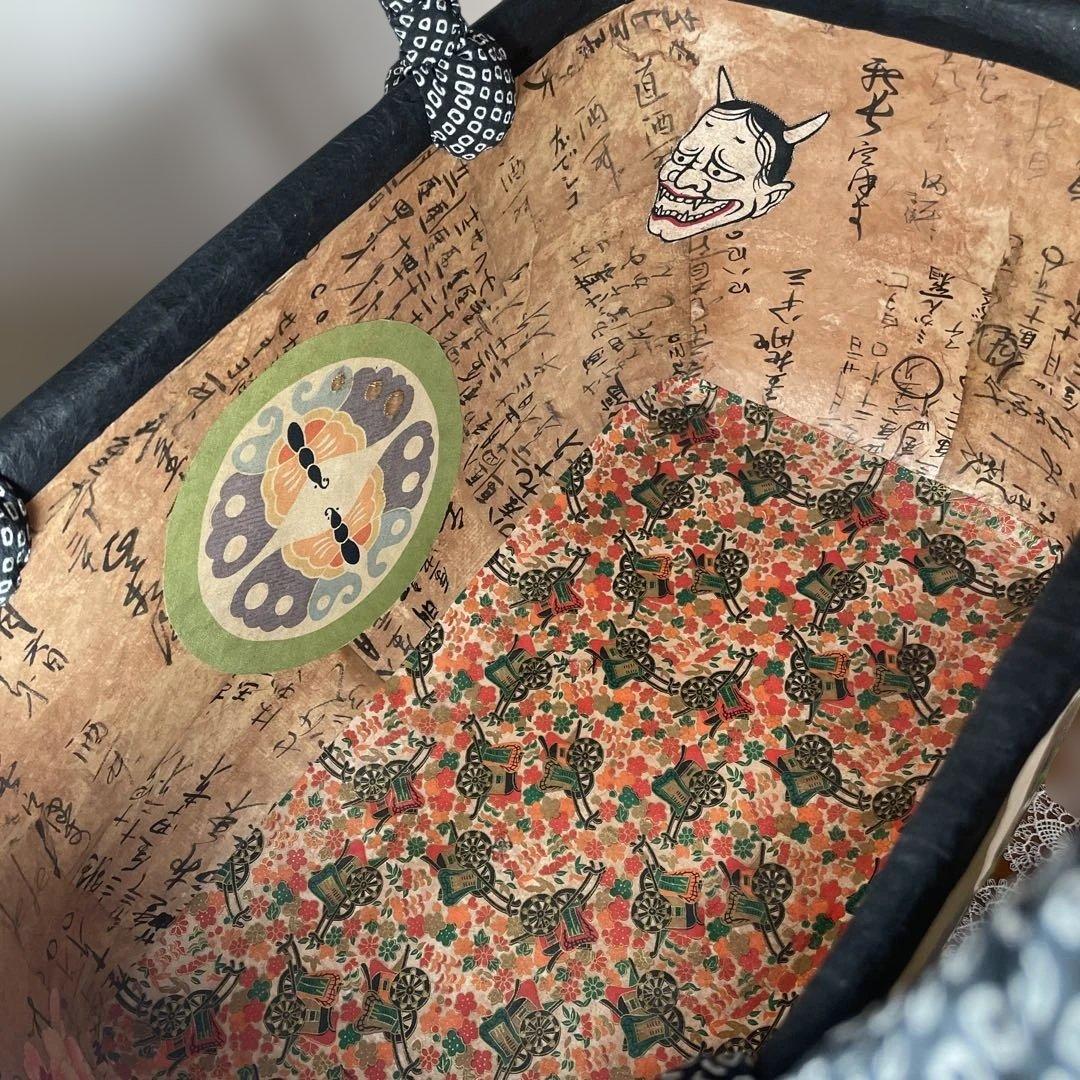 一閑張りバッグ⑩風神雷神