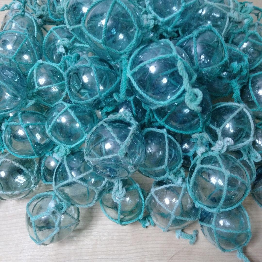 ガラス浮球　浮き玉　ガラス玉　漁具　 １００個セット　網紐付き