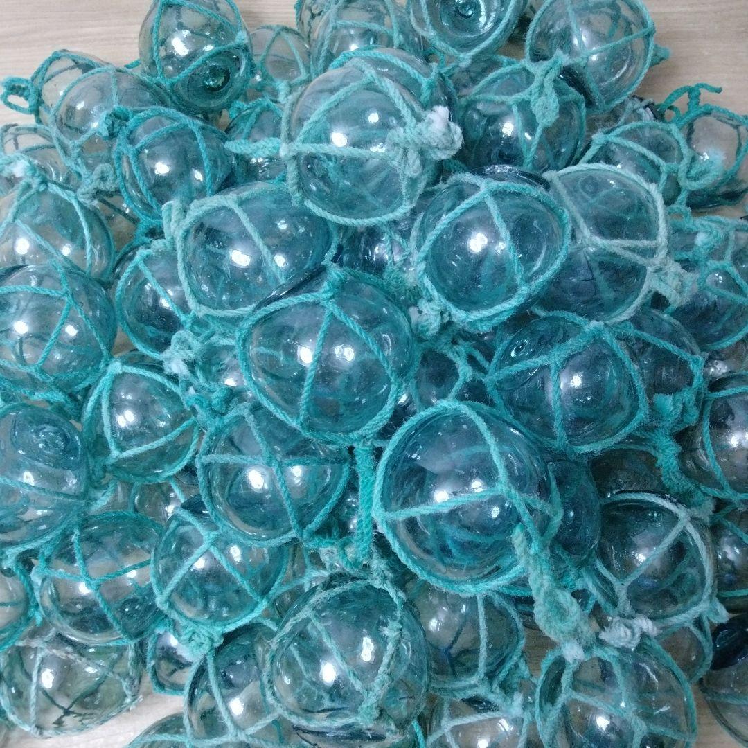 ガラス浮球　浮き玉　ガラス玉　漁具　 １００個セット　網紐付き