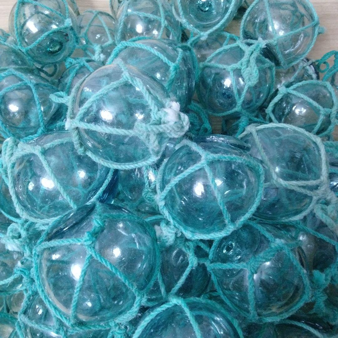 ガラス浮球　浮き玉　ガラス玉　漁具　 １００個セット　網紐付き