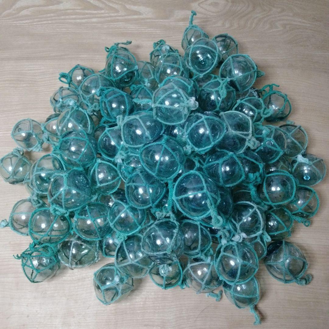 ガラス浮球　浮き玉　ガラス玉　漁具　 １００個セット　網紐付き