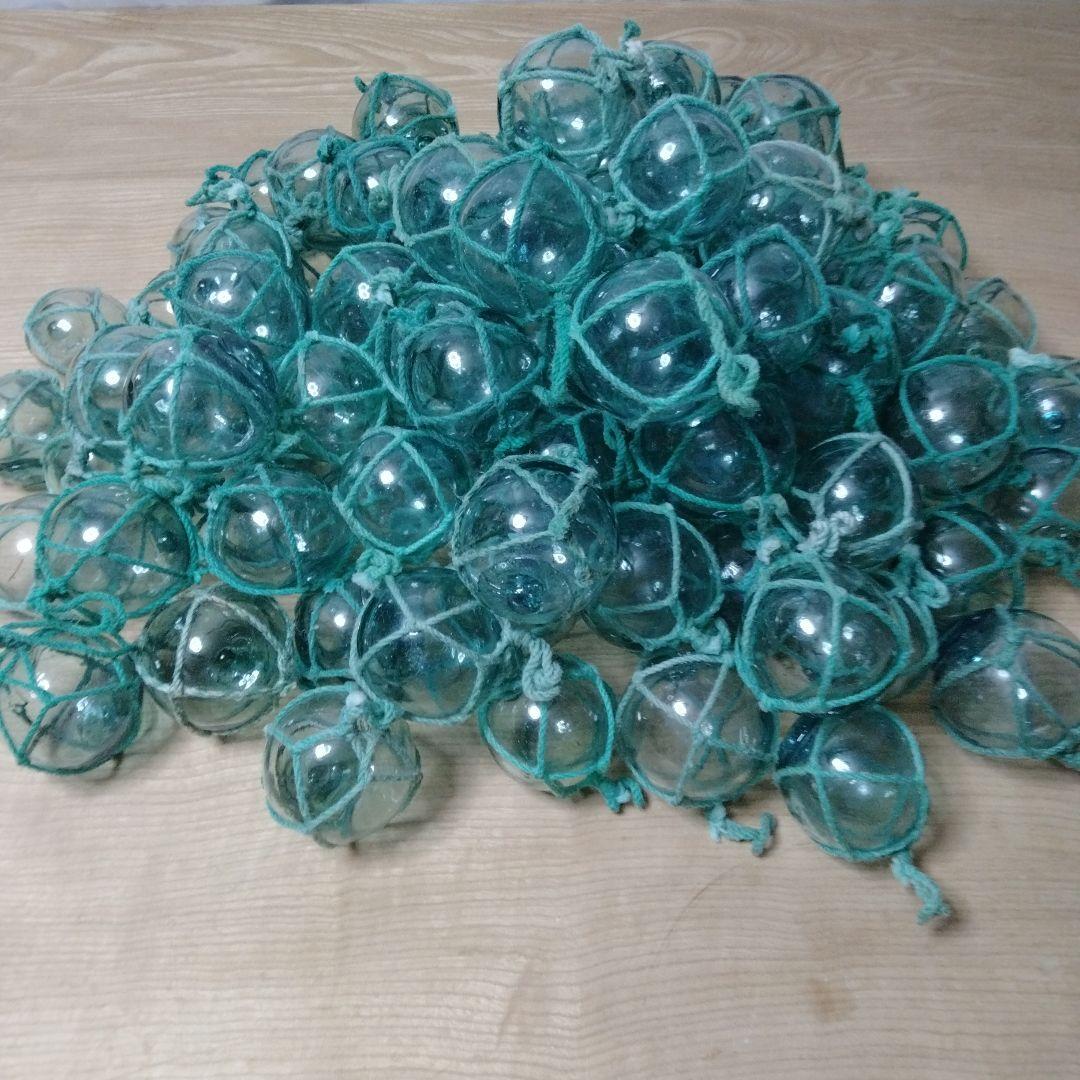 ガラス浮球　浮き玉　ガラス玉　漁具　 １００個セット　網紐付き