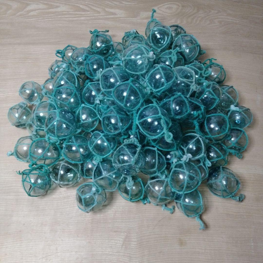 ガラス浮球　浮き玉　ガラス玉　漁具　 １００個セット　網紐付き