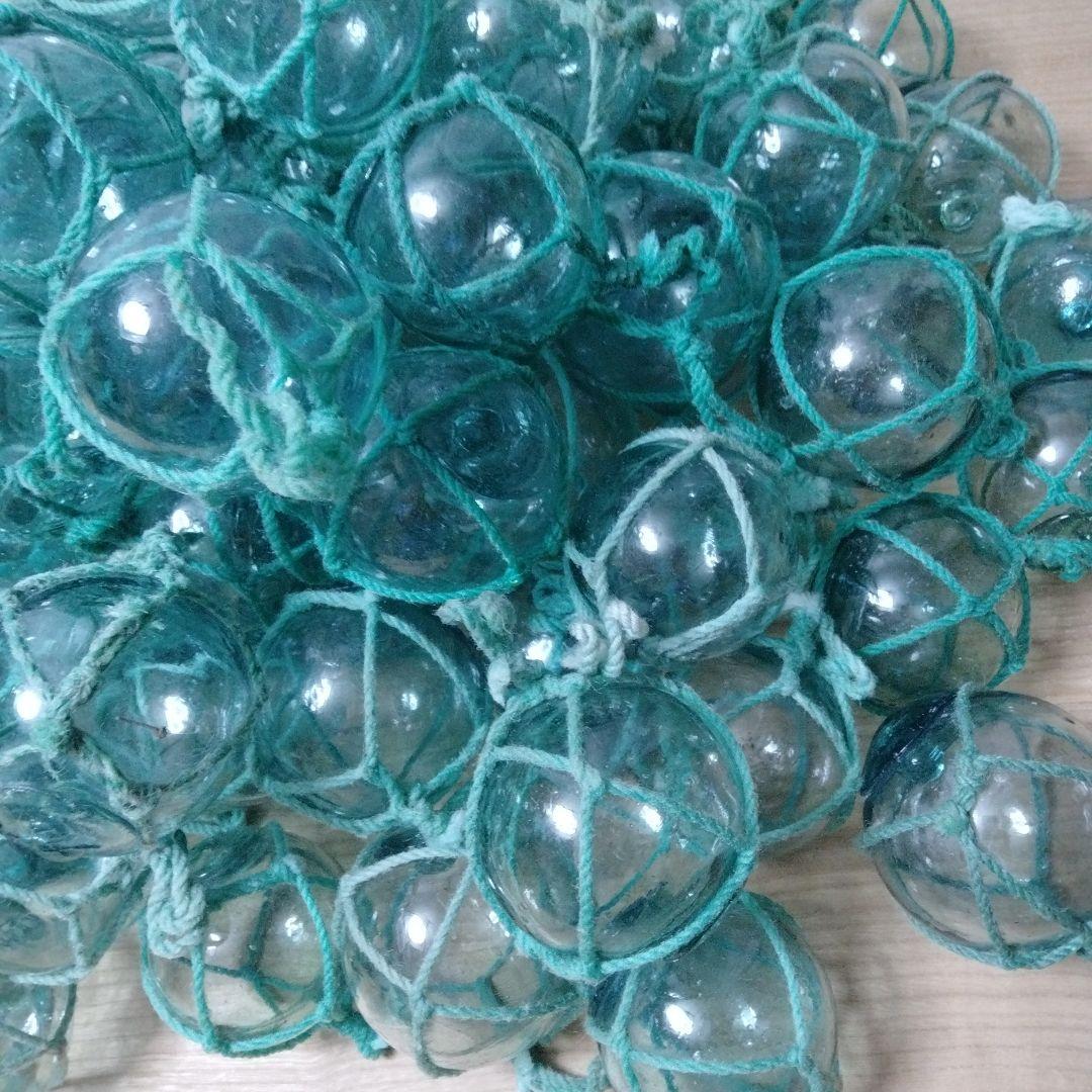 ガラス浮球　浮き玉　ガラス玉　漁具　 １００個セット　網紐付き