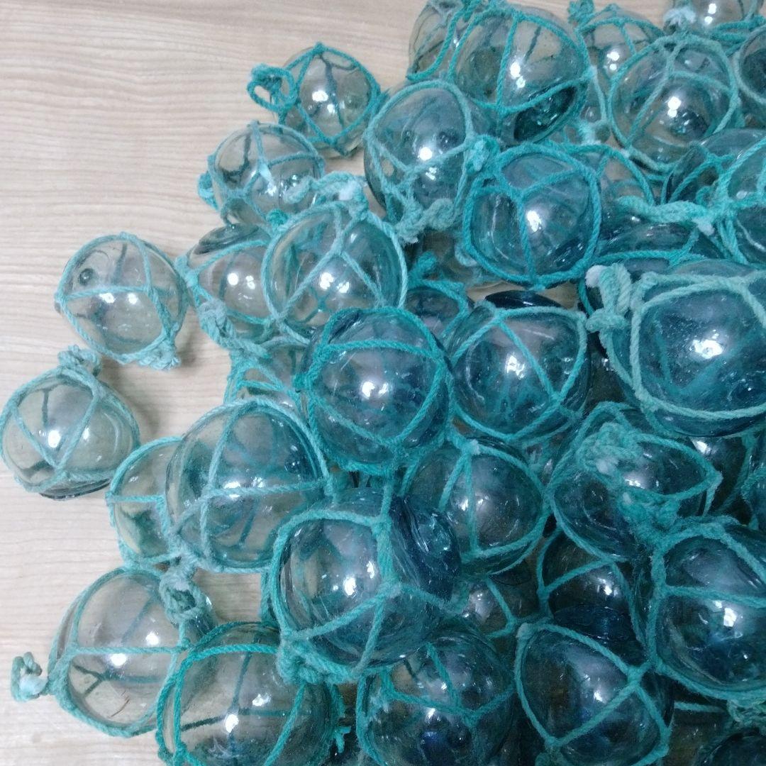 ガラス浮球　浮き玉　ガラス玉　漁具　 １００個セット　網紐付き