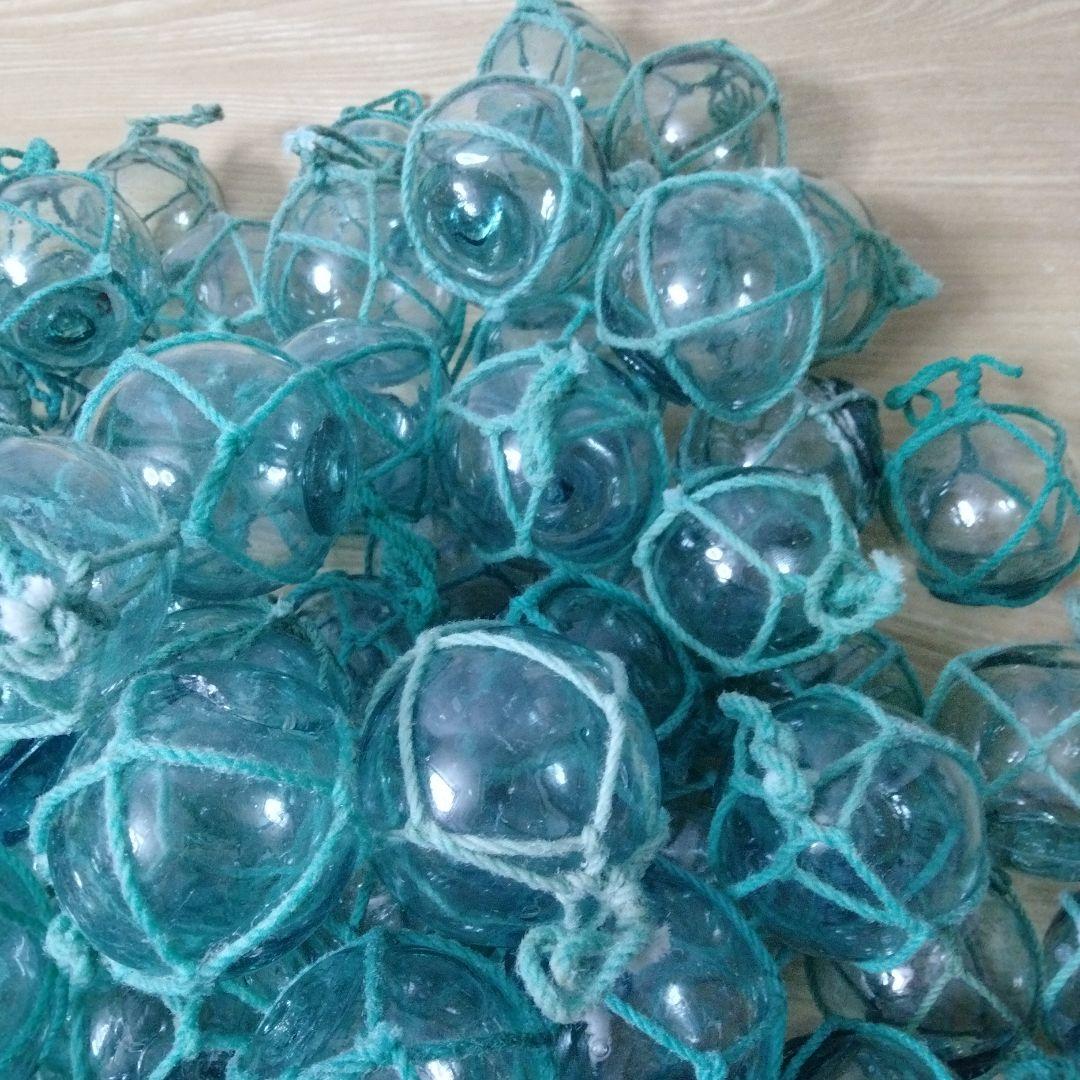 ガラス浮球　浮き玉　ガラス玉　漁具　 １００個セット　網紐付き
