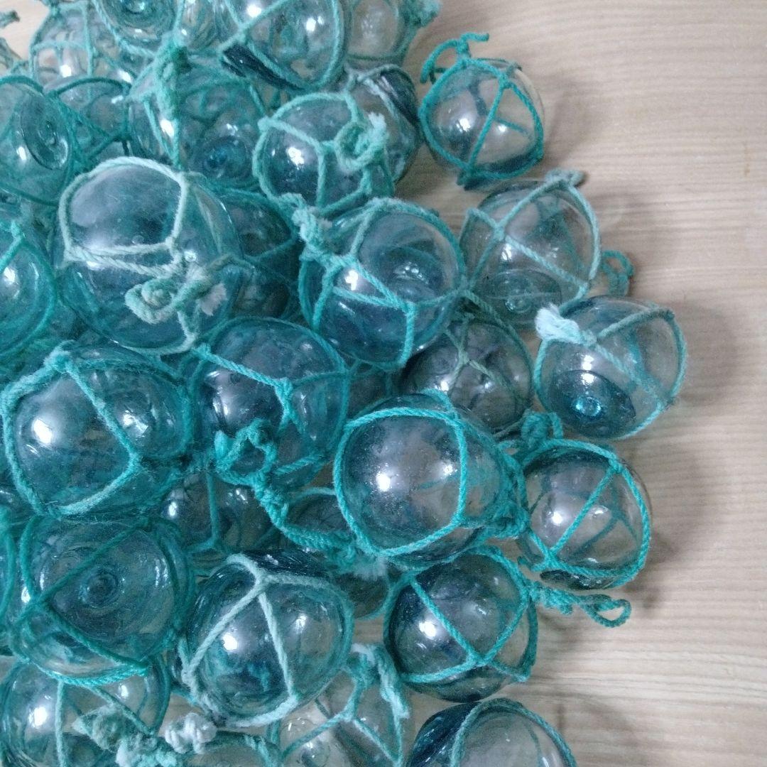 ガラス浮球　浮き玉　ガラス玉　漁具　 １００個セット　網紐付き