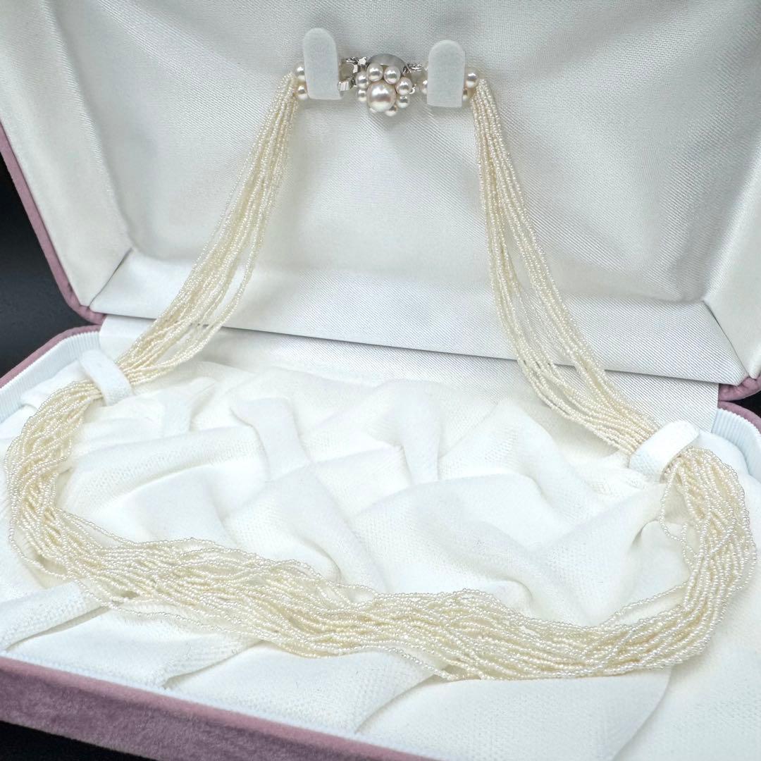 田崎真珠 砂ケシ アコヤ パールネックレス K14WG 20連 47.5㎝