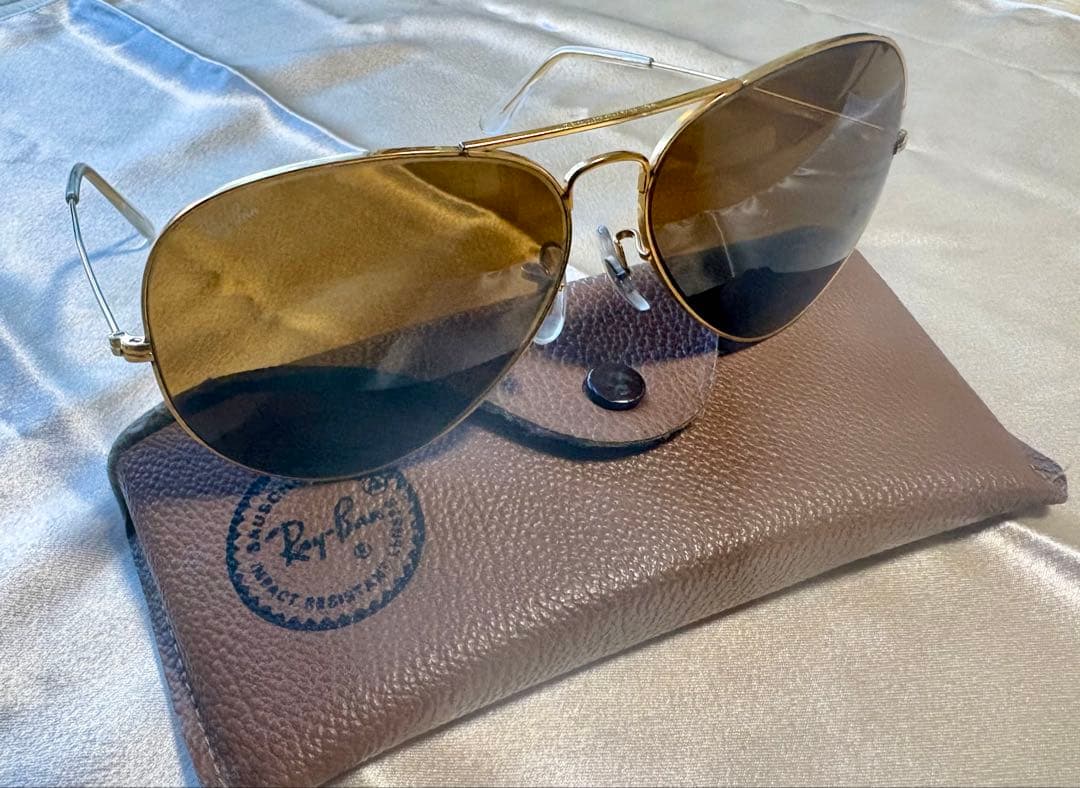 Ray-Ban ティアドロップ サングラス 62□14 ゴールド ブラウンレンズ