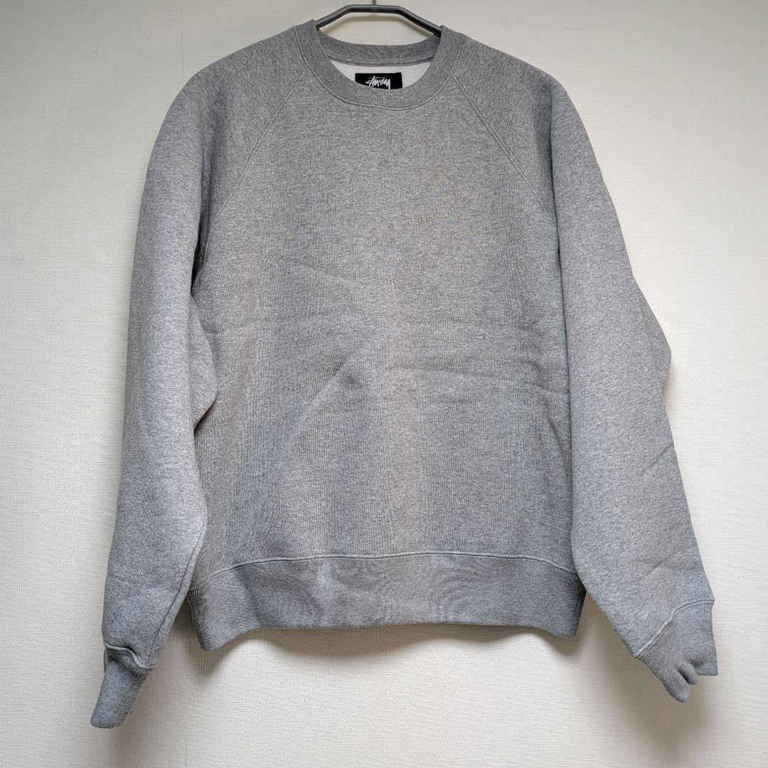 ステューシーSTUSSY定番名作フリースラグランクルースウェットLヘザーグレー