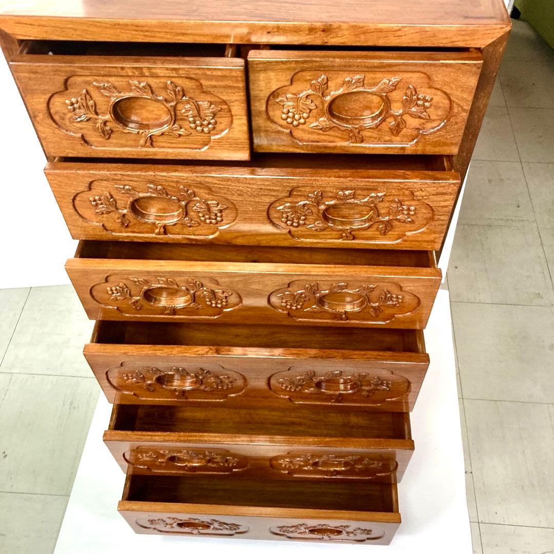 【美品】無垢材 タンス 箪笥 木製6段 引き出し 収納