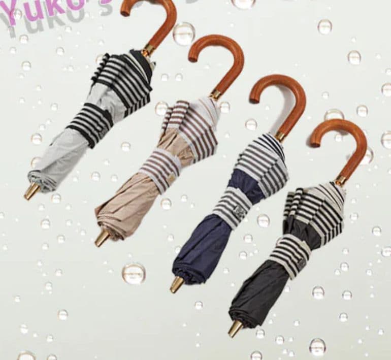 アシーナニューヨーク　日傘　　晴雨兼用　ボーダー　黒　傘