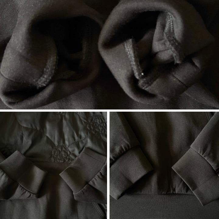 美品✨️インゲボルグ カメリア柄 キルティング切替ラグランパーカー 3 ブラック