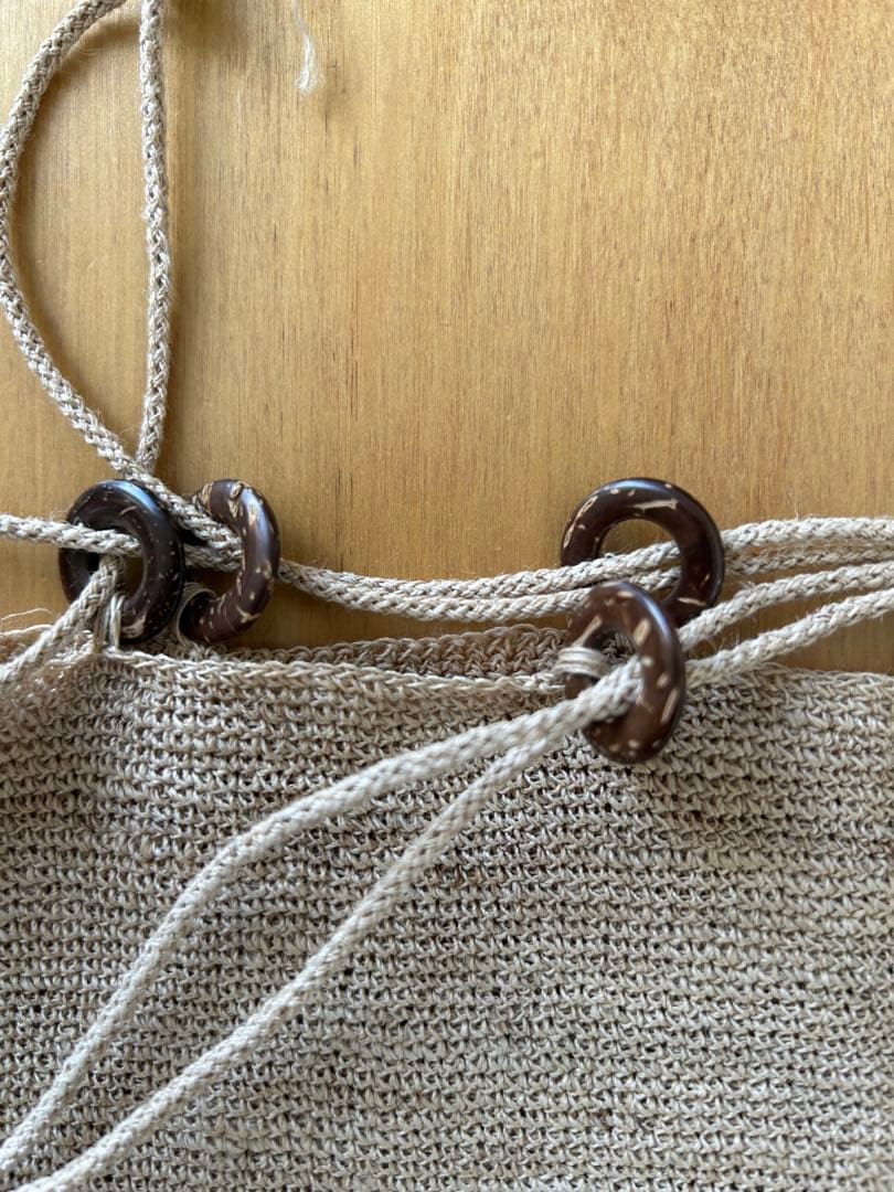 ヨーガンレール　麻　巾着バッグ　ベージュ