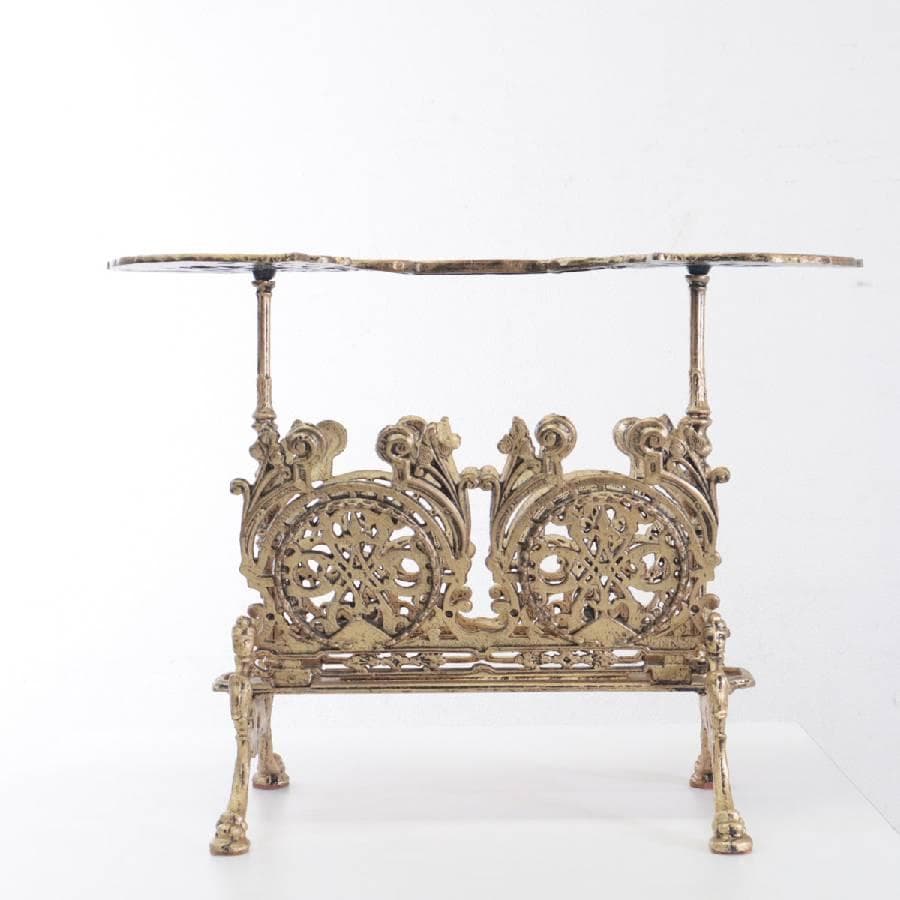 値下アンティーク マガジンラック マイナスネジ 真鍮製 ゴールド色 小テーブル付