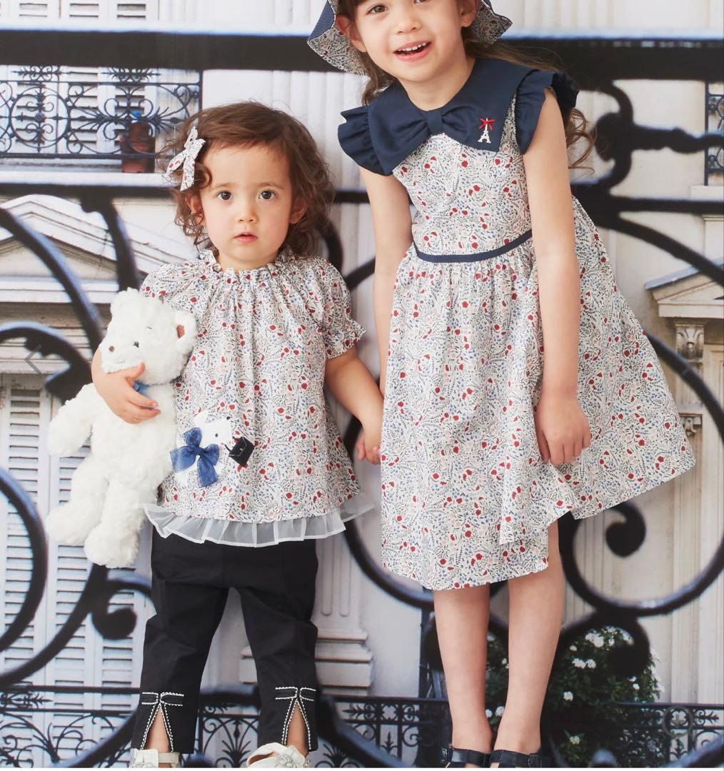 familiar リボンスパッツ　9分丈