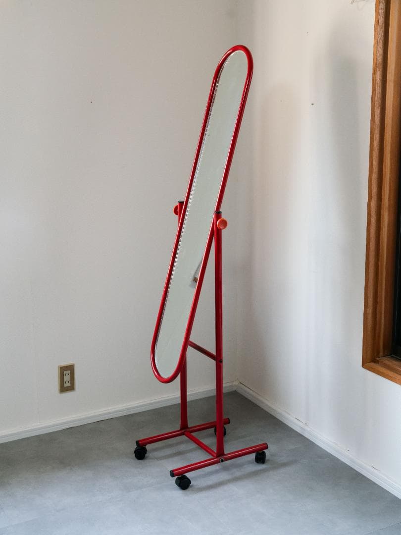 80s アイアンフレーム スタンドミラー 姿見レトロポップ　モダン