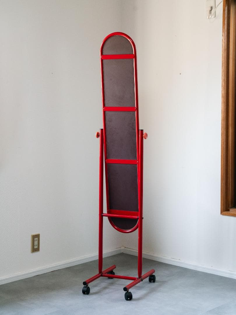 80s アイアンフレーム スタンドミラー 姿見レトロポップ　モダン