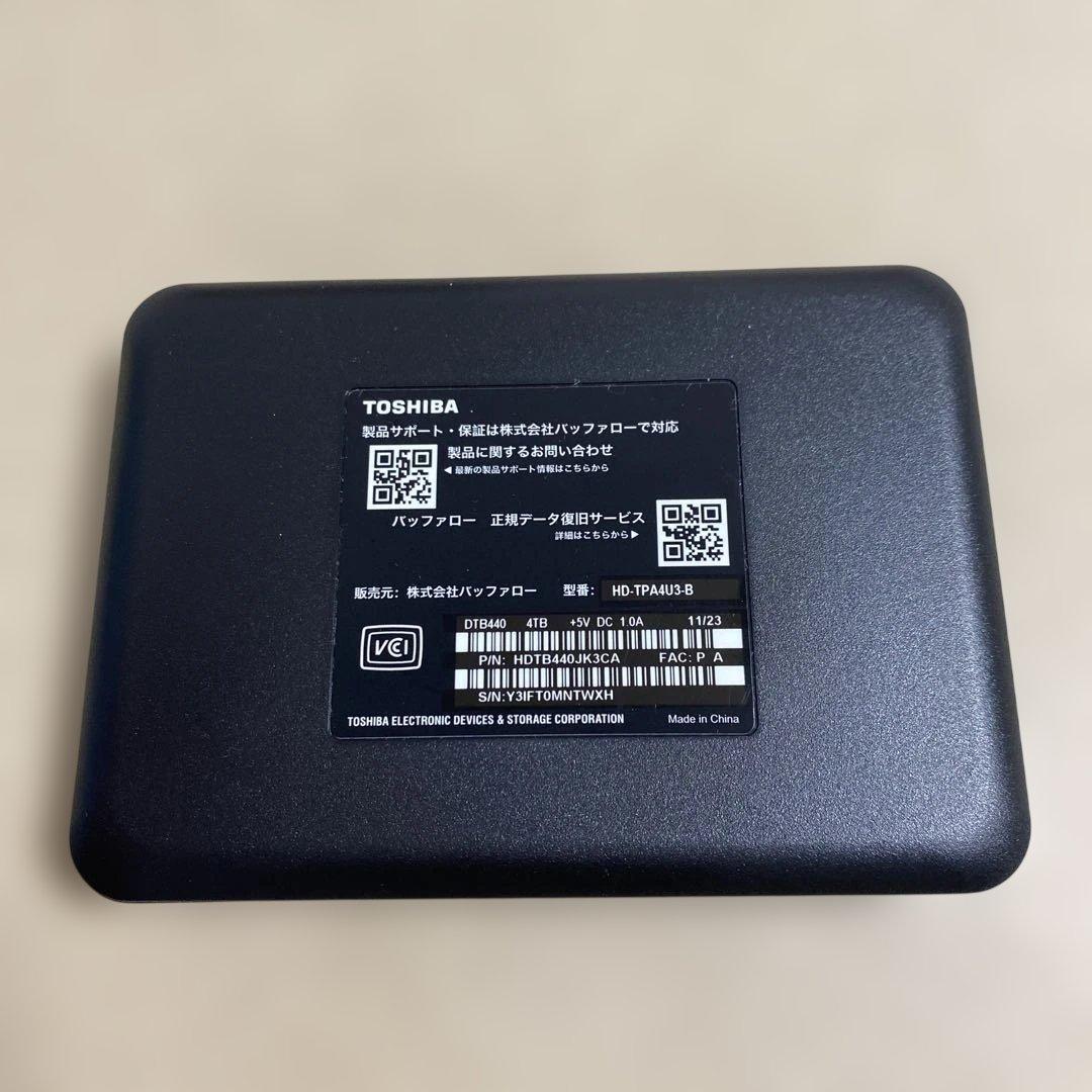 訳あり品バッファロー 東芝 4TB HDD CANVIO HD-TPA4U3-B