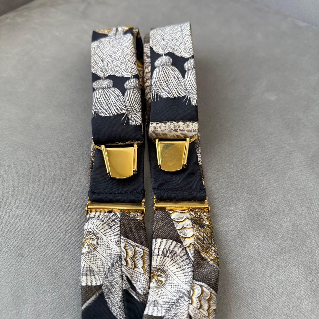 エルメス サスペンダー シルク ツイリー ゴールド 金具