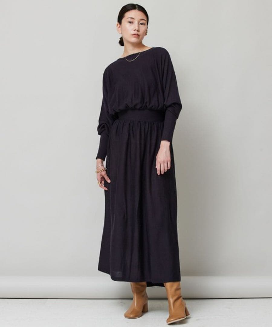 美品✨Curensology(カレンソロジー)ギャザードルマンニットワンピース