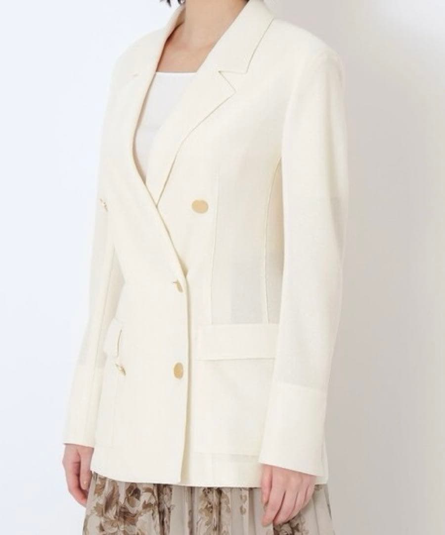 極美品 EPOCA ダブルブレストジャケット 金ボタン アイボリー 40 M