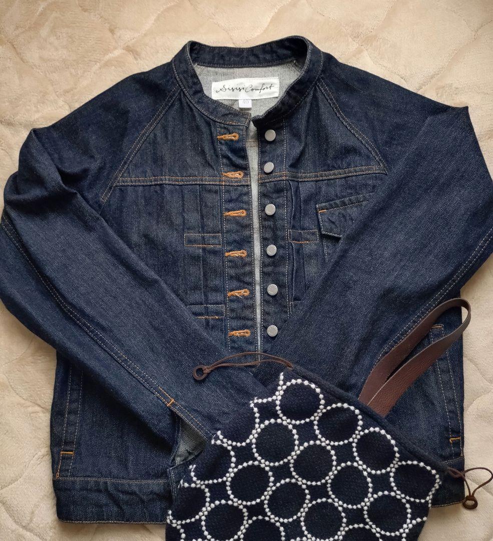 【美品】si-si-si comfort ノーカラーデニムジャケット 40