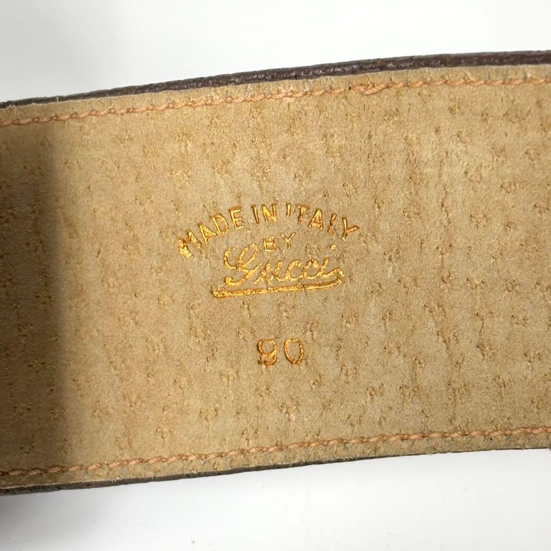GUCCI グッチ ベルト インターロッキング ゴールド ブラウン レザー.