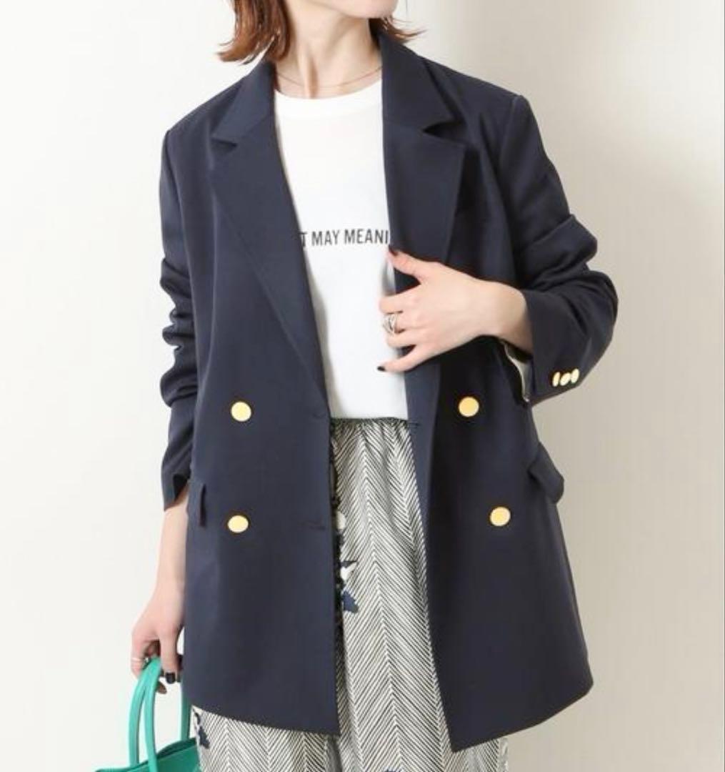 【良品】Spick & Span ドライツイルダブルブレストジャケット　金ボタン