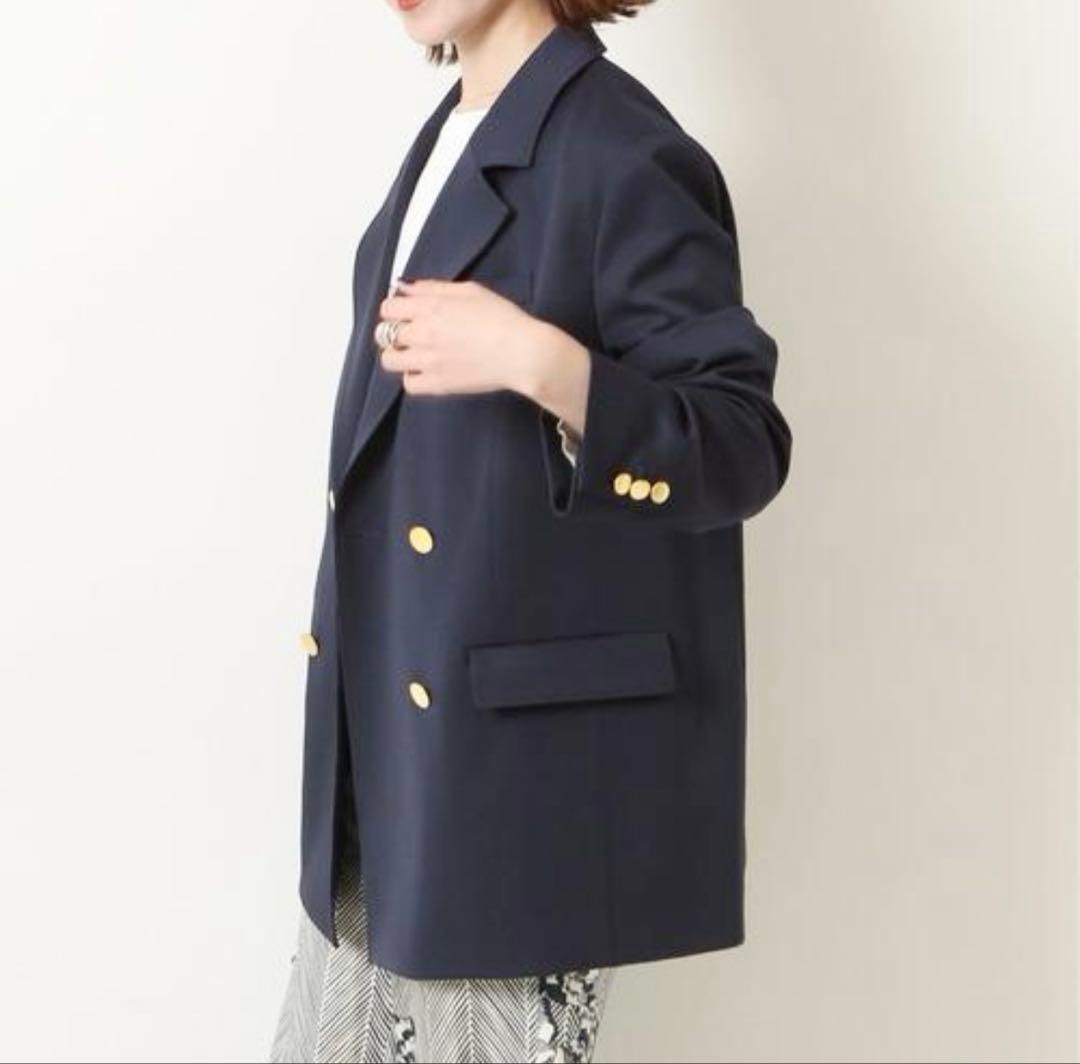 【良品】Spick & Span ドライツイルダブルブレストジャケット　金ボタン