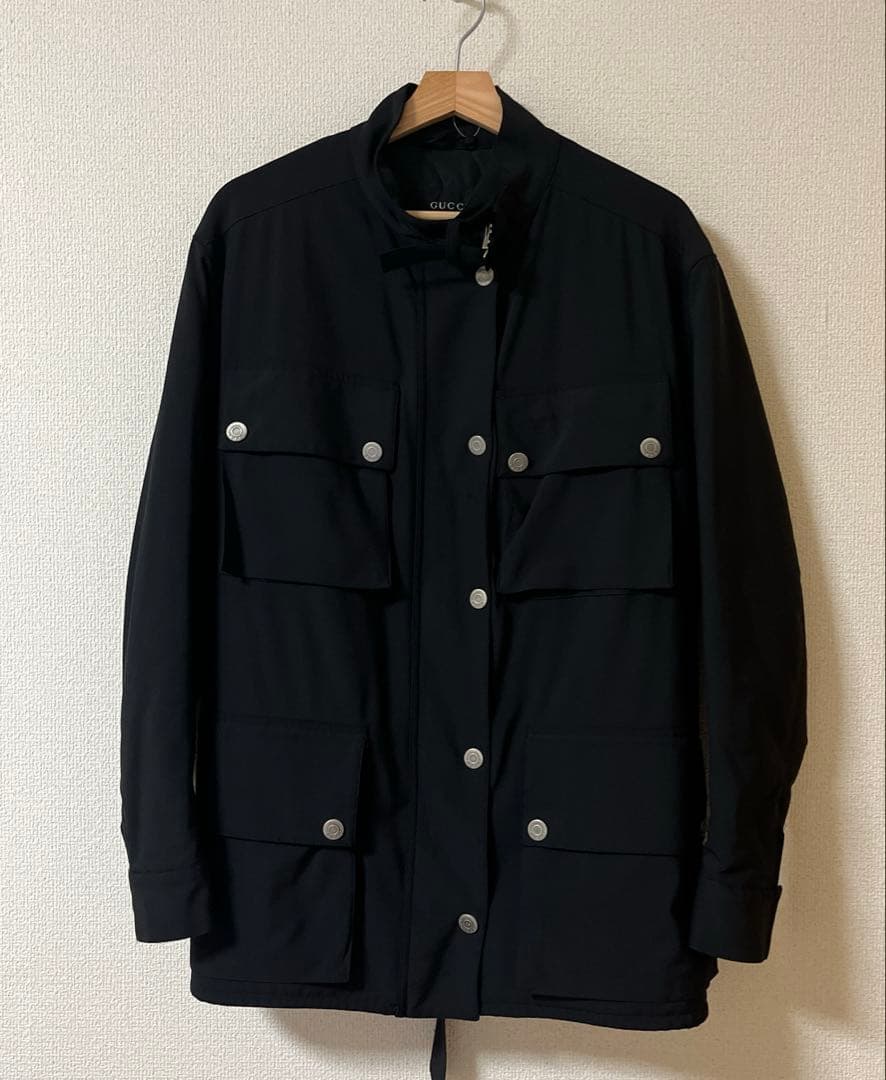 GUCCI ミリタリージャケット ブラック 40 グッチ　ジャンバー　アウター