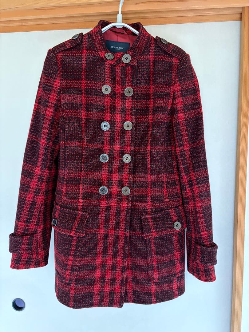 バーバリー ロンドン BURBERRY ウール ツイード チェック総柄 コート