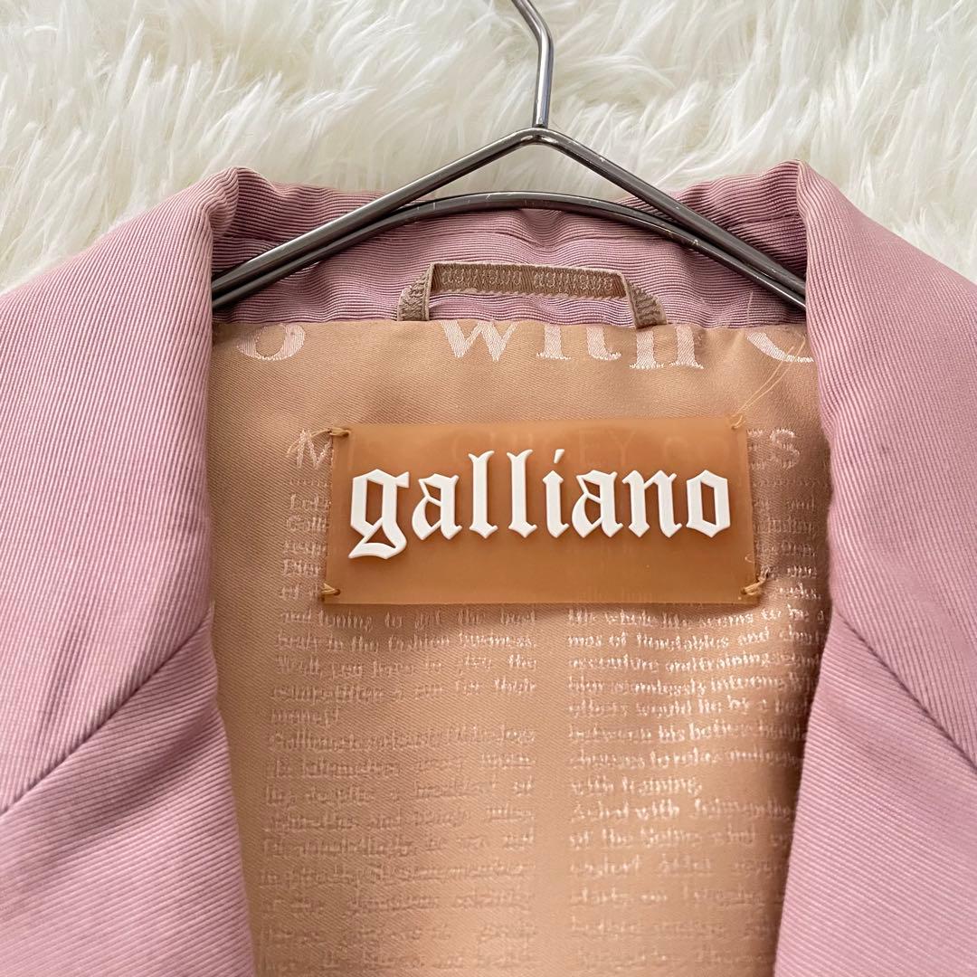 ガリアーノ テーラードジャケット 42 ペインテッドボタン ピンク系