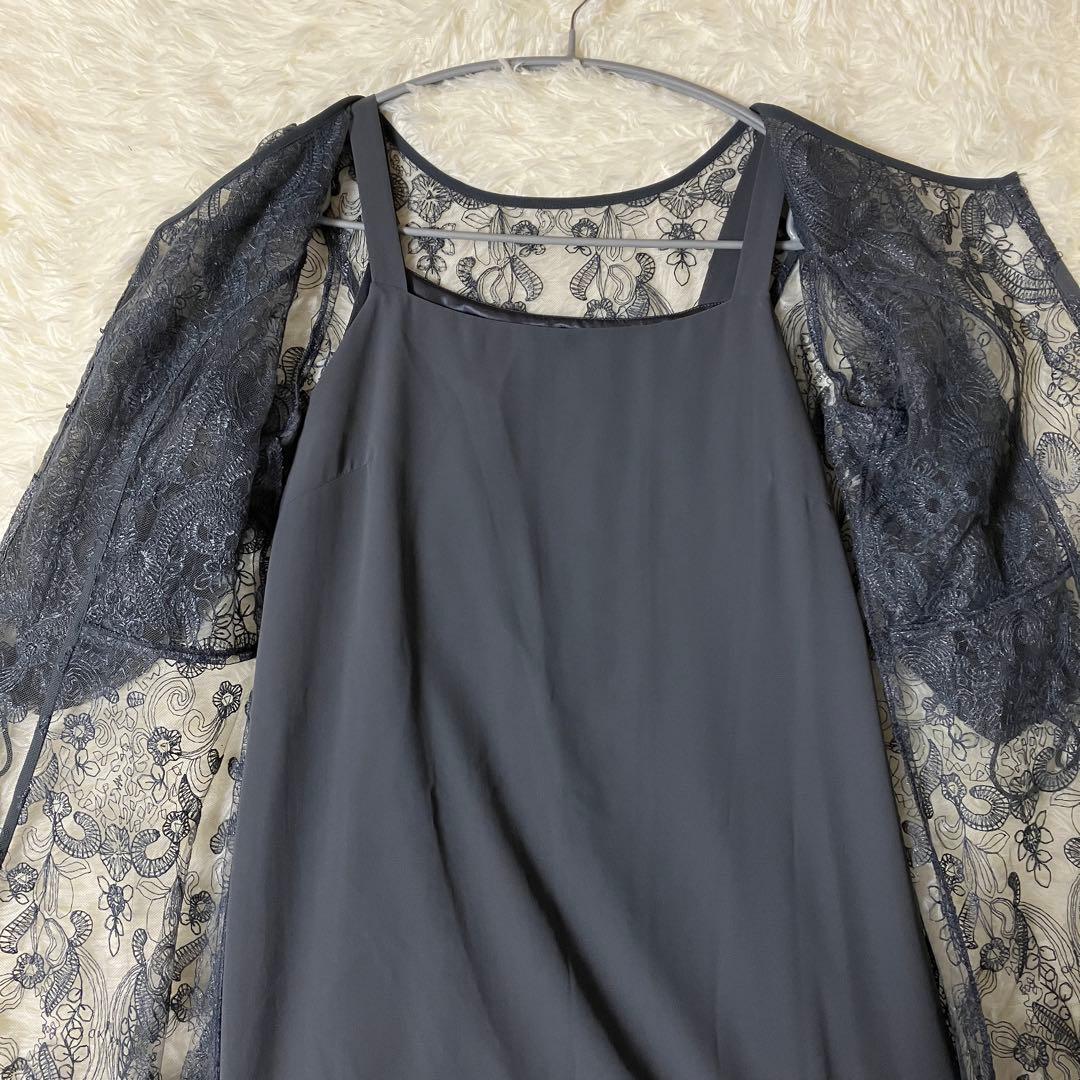 niana 刺繍 レース ロング カーデ キャミワンピ セットドレス 結婚式 M