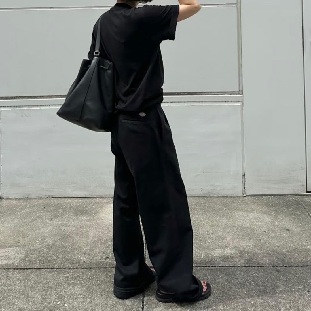 ok.soon×dickies ワイドチノパンツ (ブラック)