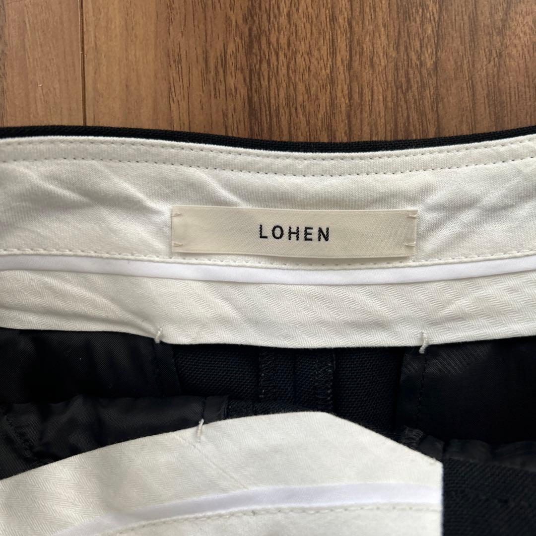 【LOHEN ローヘン】裾タックウールパンツ　ブラック