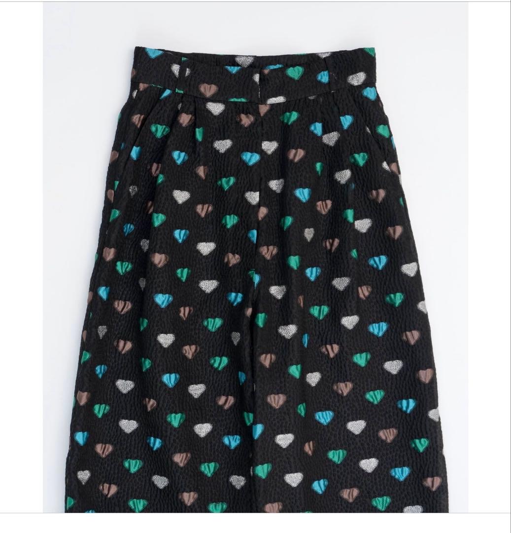 メゾンスペシャルHeart Jacquard Pants ブラック/グリーン