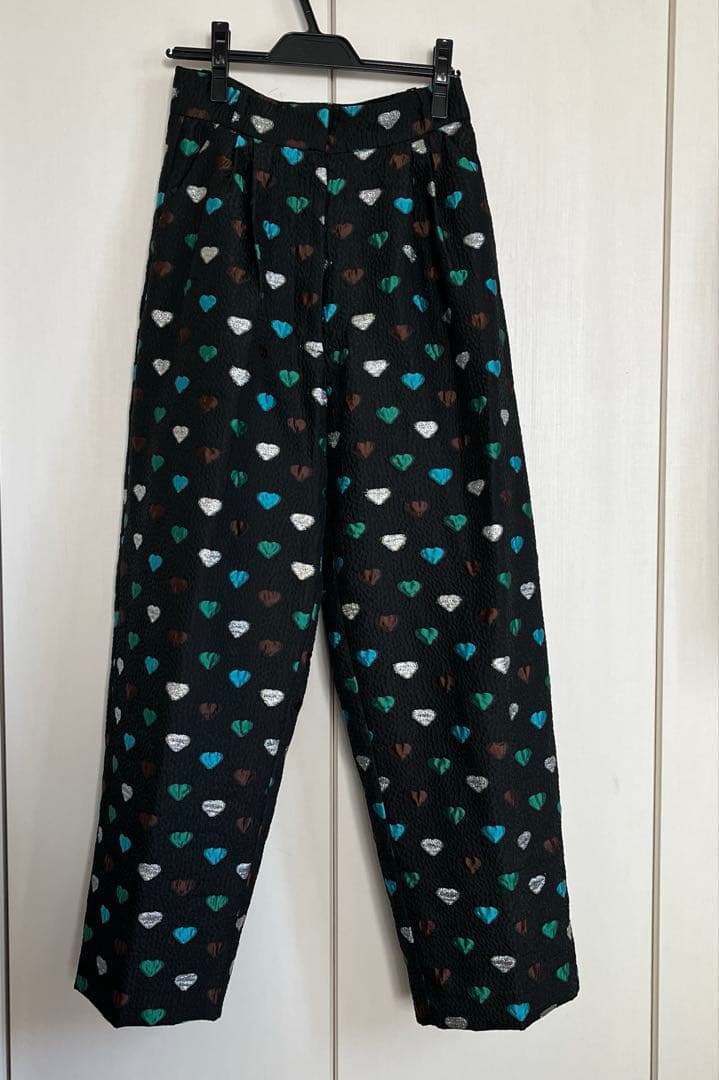 メゾンスペシャルHeart Jacquard Pants ブラック/グリーン