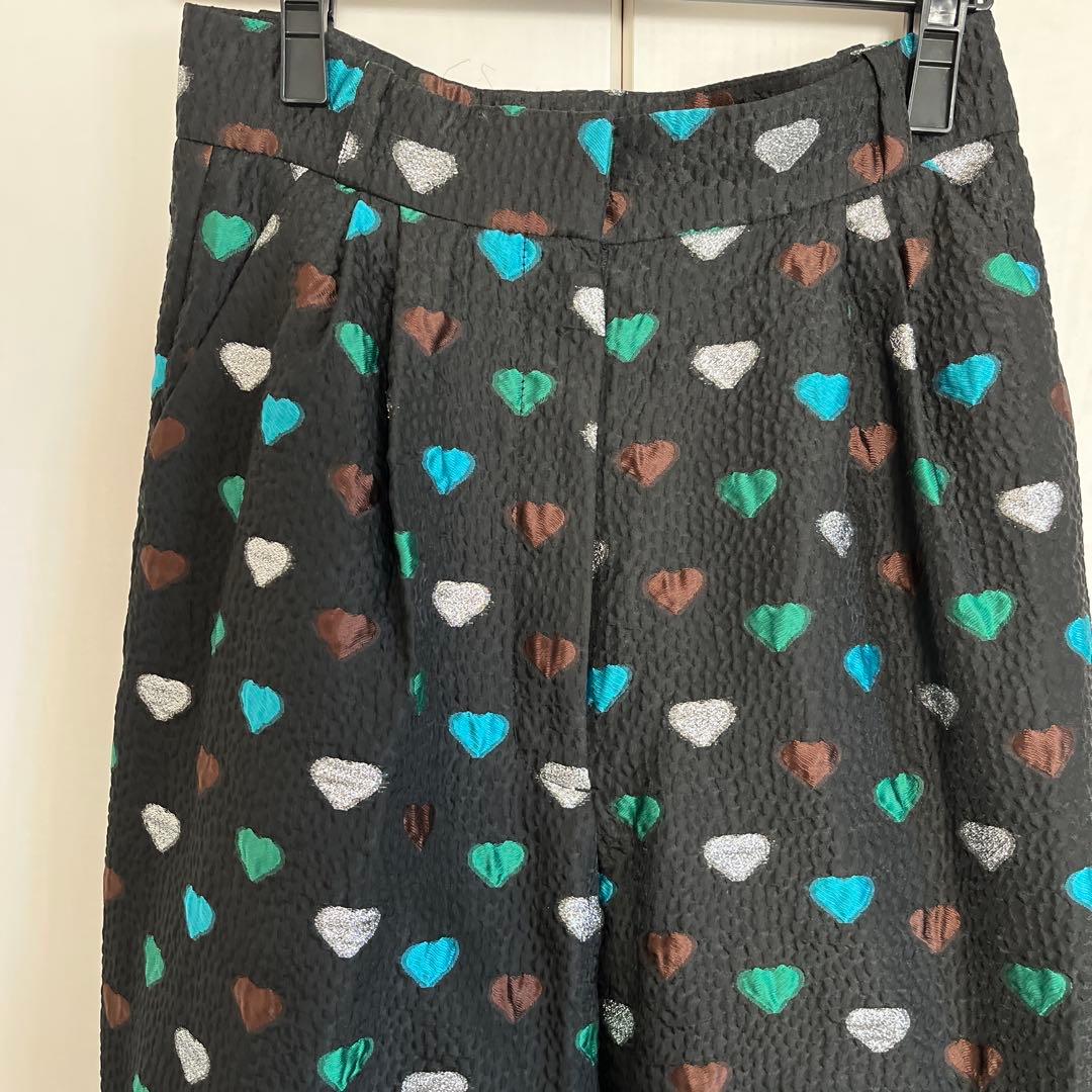 メゾンスペシャルHeart Jacquard Pants ブラック/グリーン