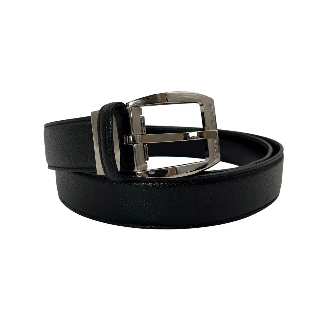 美品 BVLGARI ブルガリ レザー ブラック ロゴバックル シルバー